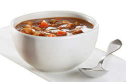 Meaty Soup in White Bowl