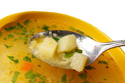 Yellow Soup Bowl with Spoon
