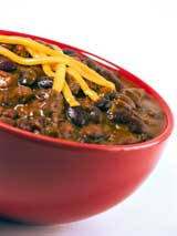 Chili in Red Bowl