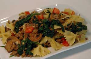 Spicy Spinach and Sausage with Pasta