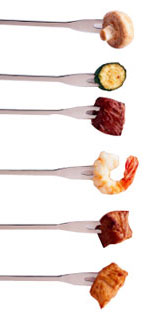 Food on Fondue Forks