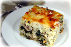 Bechamel Sauce in Vegetable Spinach Lasagna