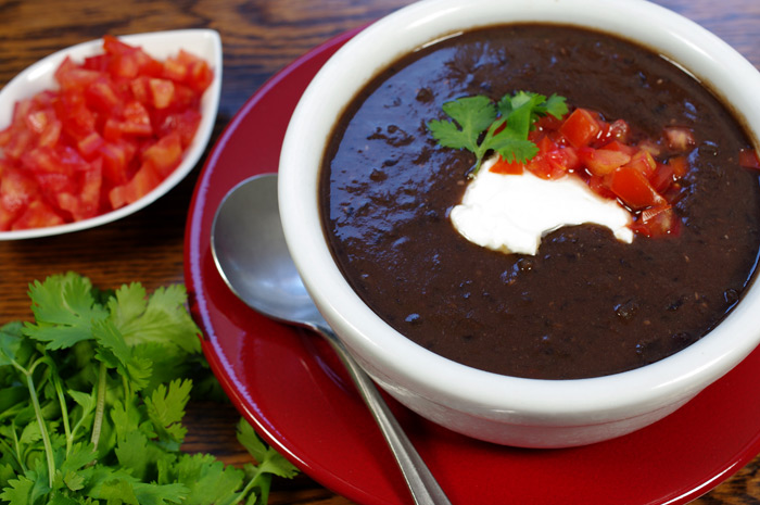 Black Bean Soup in Bowl