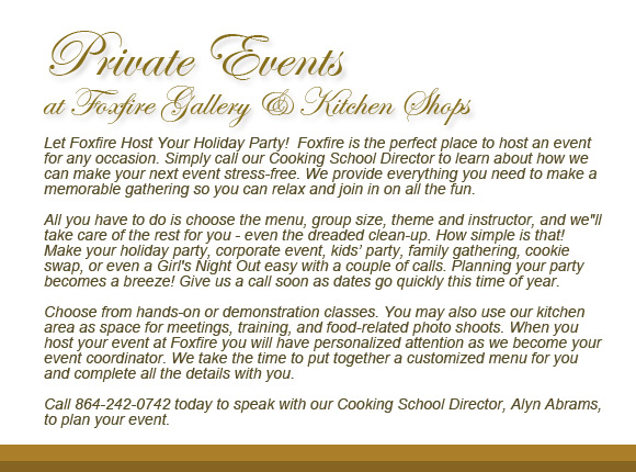 Private Events at Foxfire Gallery & Kitchen Shops