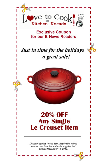 Le Creuset 20% off