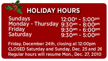 Holiday Hours at Cooks' Emporium