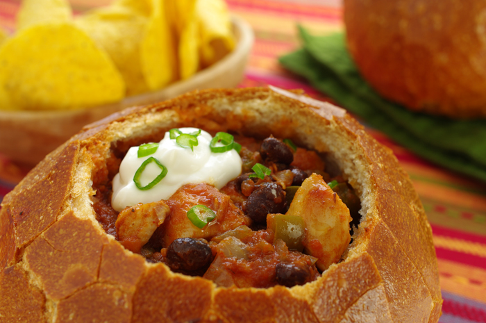 Chili Served in Bread Bowl