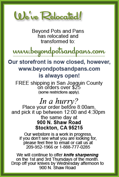 Open online at www.beyondpotsandpans.com