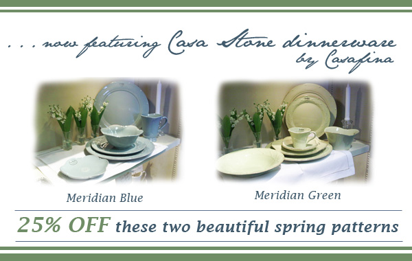 Casa Stone Dinnerware - 25% off Meridian Blue and Meridian Green