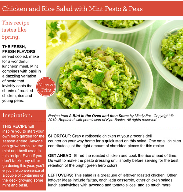 Recipe: Chicken and Rice Salad with Mint Pesto and Peas