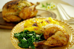 Roast Chicken with Mustard Butter