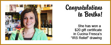 Congratulations to Bertha - IRS Drawing Winner
