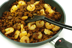 Sauteeing Chorizo and Shrimp