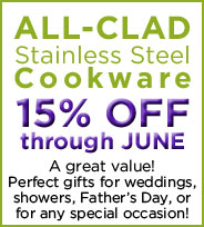 All-Clad Stainless Cookware - 15% OFF in JUNE