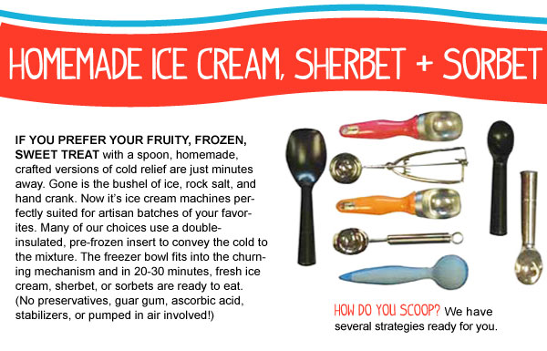 Homemade Ice cream, sherbet and sorbet