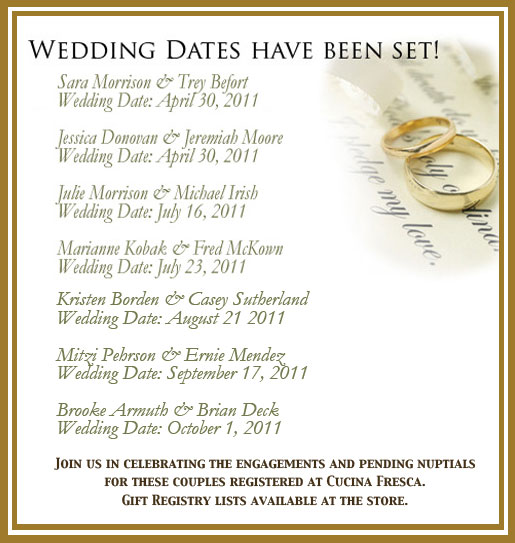 Weddings - Bridal Registry