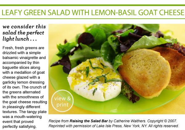 RECIPE: Leafy Green Salad with Lemon-Basil Goat Cheese