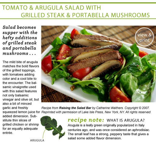 RECIPE: Tomato & Arugula Salad with Grilled Steak & Portabella Mushrooms