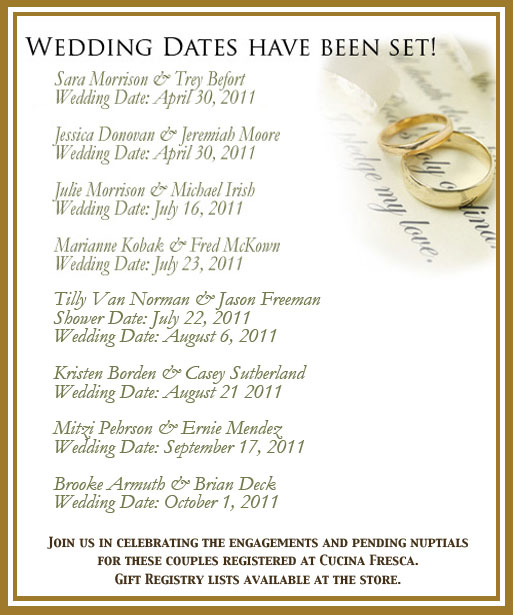 Weddings - Bridal Registry