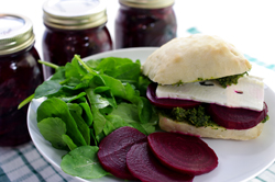 Pickled Beets and Pesto and Feta Sandwich