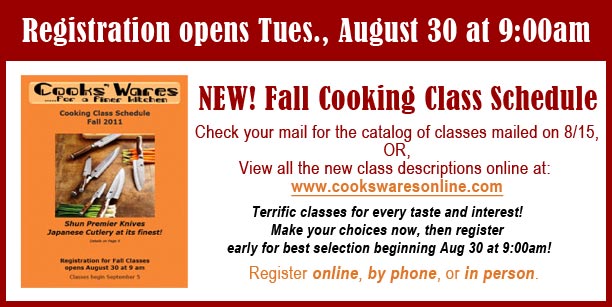 Fall Cooking Class Registration - Aug 30 at 9:00am