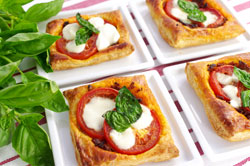 Flaky Tomato Tartlets with Mozzarella and Crackly Basil