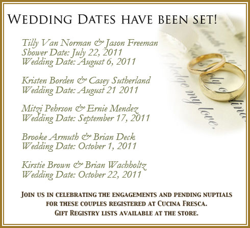 Weddings - Bridal Registry