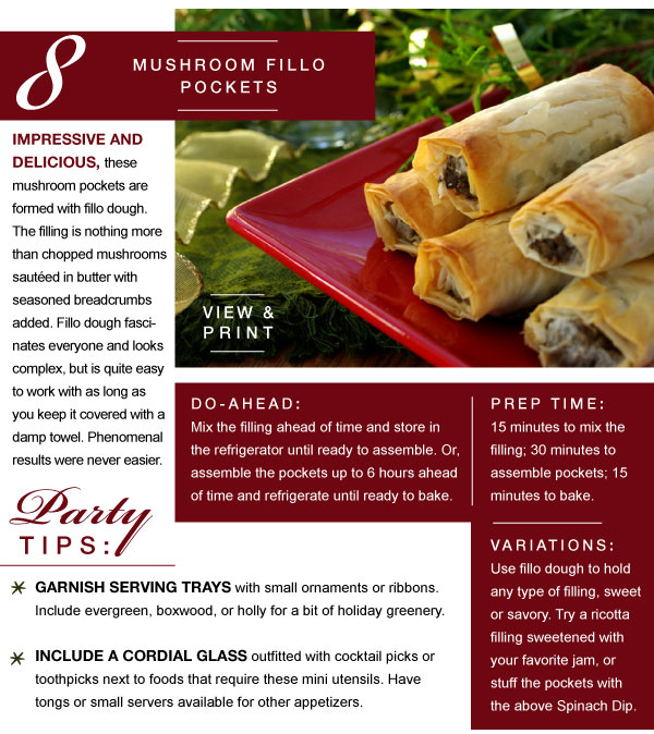 Mushroom Fillo Pockets