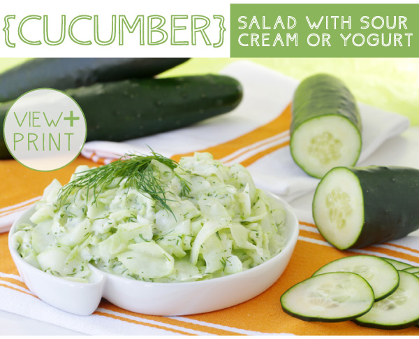 RECIPE: Cucumber Salad with Sour Cream or Yogurt