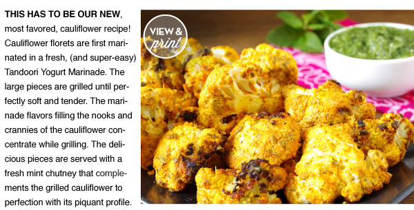 RECIPE: Tandoori Cauliflower with Mint Chutney