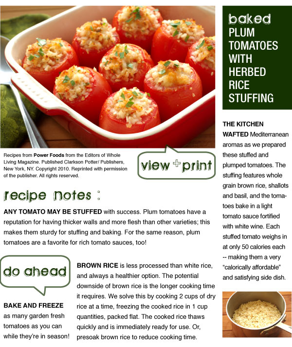 RECIPE: Baked Plum Tomatoes with Herbed Rice Stuffing