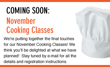 November Cooking Classes