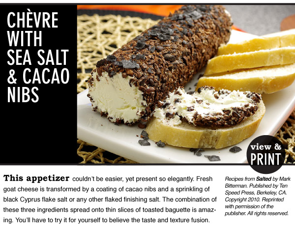RECIPE: Chevre with Cyprus Black Flake Sea Salt & Cacao Nibs