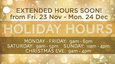 Holiday Hours Coming Soon