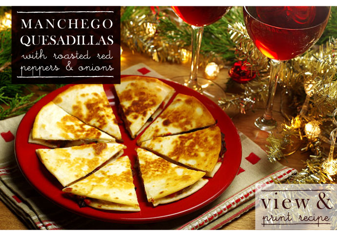 RECIPE: Manchego Quesadillas with roasted red peppers and onions