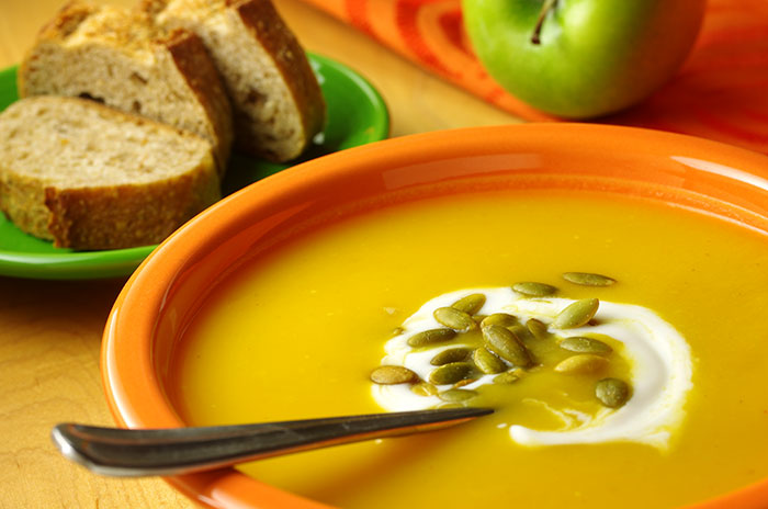 Butternut Squash & Apple Soup with Pumpkin Seeds