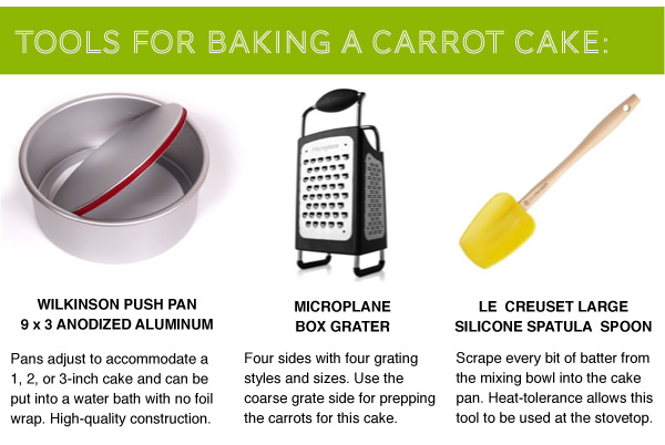 Tools for Baking a Carrot Cake