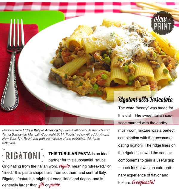 RECIPE: Rigatoni Woodsman Style