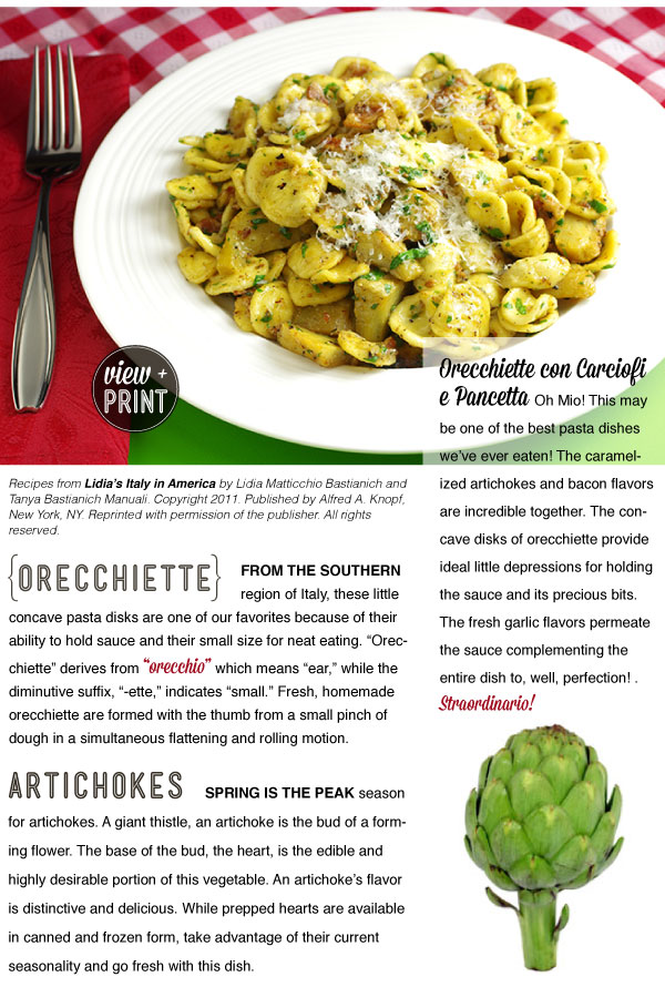 RECIPE: Orecchiette with Artichoke and Bacon