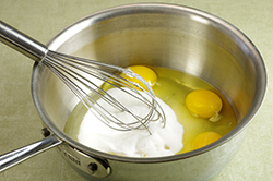 Eggs and Sugar in Sauce Pan