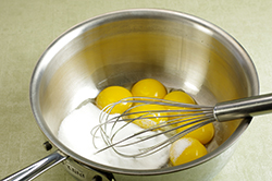 Eggs and Sugar in Saucepan