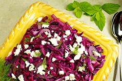 Wilted Red Cabbage with Mint and Goat Feta