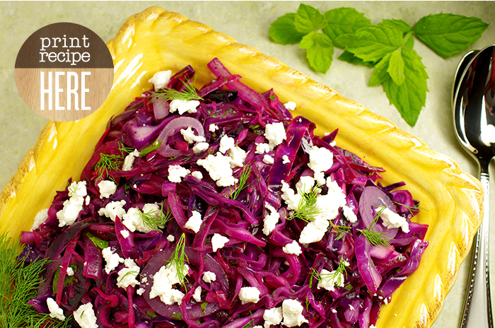 Wilted Red Cabbage with 
Mint and Goat Feta