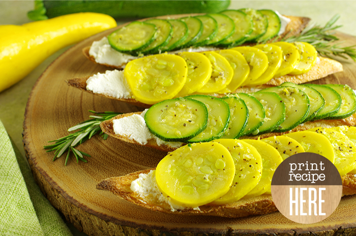 Summer Squash Tartines with Rosemary and Lemon 