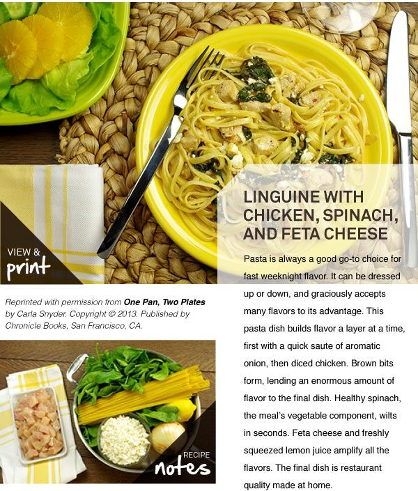 RECIPE: Linguine with Chicken, Spinach, and Feta Cheese