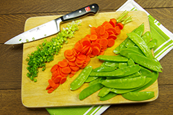 Scallions, Carrots and Snow Peas