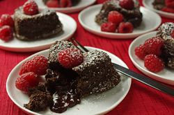 Molten Chocolate-Raspberry Cakes
