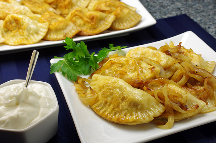 Pierogis with Potato, Cheese, Bacon, and Peas Filling
