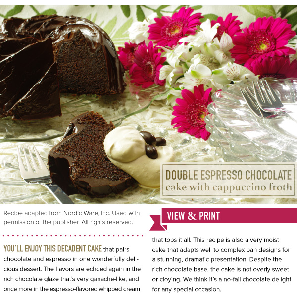 RECIPE: Double Espresso Chocolate Cake with Cappuccino Froth