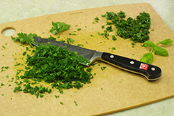 Chopping Basil and Parsley